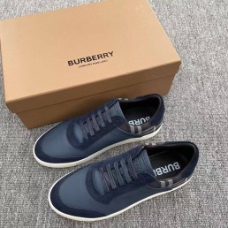Мужские кожаные кеды Burberry 2023 синие