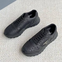 Мужские кожаные кроссовки черные Prada 2023