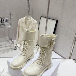 Женские кожаные ботинки Christian Dior 2023 молочные
