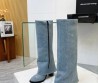 Женские текстильные сапоги Alexander Wang 2023 голубые на молнии
