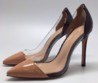 Женские кожаные лакированные туфли Gianvito Rossi Plexi коричневые с черным