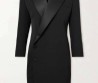 Женское платье-пиджак Saint Laurent 2023 черное с атласным воротником