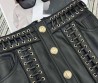 Женский кожаный костюм Balmain 2023 черный со шнуровкой