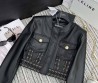 Женский кожаный костюм Balmain 2023 черный со шнуровкой