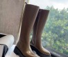 Женские кожаные сапоги Celine 2023 коричневые подошва 45 мм