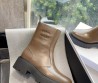 Женские кожаные сапоги Celine 2023 укороченные коричневые