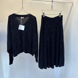 Женский костюм Brunello Cucinelli 2023 черный с пайетками