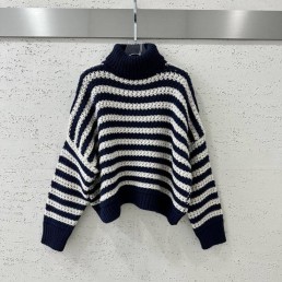 Женский свитер Brunello Cucinelli 2023 синий с белым в полоску