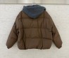 Женская куртка Brunello Cucinelli 2023 коричневая с вязаным капюшоном