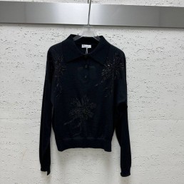 Женский джемпер Brunello Cucinelli 2023 черный с вышивкой