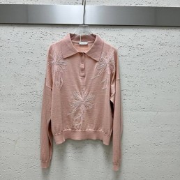 Женский джемпер Brunello Cucinelli 2023 розовый с вышивкой