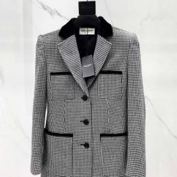 Женский жакет Saint Laurent 2023 черно-белый гусиная лапка