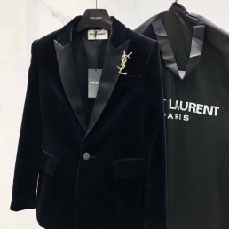 Женский бархатный жакет Saint Laurent 2023 черный