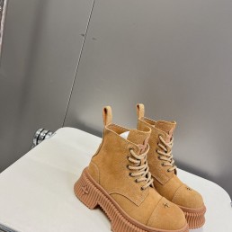 Женские замшевые ботинки SMFK 2023 бежевые