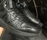 Мужские кожаные высокие кроссовки Armani Exchange 2023 черные на меху
