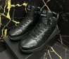 Мужские кожаные высокие кроссовки Armani Exchange 2023 черные на меху