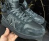 Мужские комбинированные высокие кроссовки Armani Exchange 2023 черные на меху