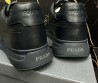 Мужские кожаные кроссовки Prada 2023 черные на меху