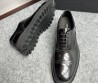 Мужские кожаные ботинки Dolce & Gabbana 2023 с перфорацией черные на шнурках
