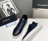 Мужские кожаные кеды Ermenegildo Zegna 2023 темно-синие на меху