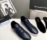 Мужские кожаные кеды Ermenegildo Zegna 2023 темно-синие на меху