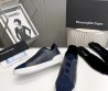 Мужские комбинированные кеды Ermenegildo Zegna 2023 темно-синие на меху