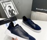 Мужские комбинированные кеды Ermenegildo Zegna 2023 темно-синие на меху