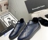 Мужские кожаные кеды Ermenegildo Zegna 2023 темно-синие на меху с черной подошвой