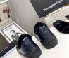 Мужские кожаные кеды Ermenegildo Zegna 2023 темно-синие на меху с черной подошвой