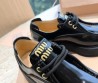 Женские кожаные лоферы Miu Miu 2023 черные на шнурках