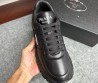 Мужские кожаные кроссовки Prada 2023 черные с логотипом