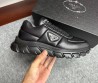 Мужские кожаные кроссовки Prada 2023 черные с логотипом