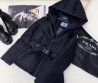 Женский пуховик Prada 2023 с поясом черный