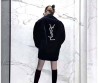 Женское бархатное пальто Saint Laurent 2023 черное