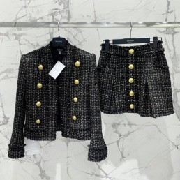 Женский костюм Balmain 2023 черный с золотой нитью