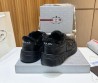 Мужские кожаные кроссовки на меху Prada 2023 черные с черной подошвой