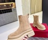 Женские замшевые ботинки Valentino 2023 бежевые
