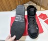 Мужские кожаные высокие кроссовки на меху Valentino 2023 черные