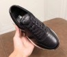 Мужские кожаные кроссовки Prada 2023 черные с белой подошвой