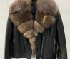 Женская кожаная куртка с меховым воротником Saint Laurent 2023 черная