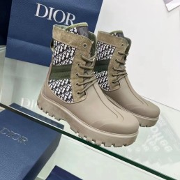 Женские комбинированные ботинки Christian Dior 2023 темно-зеленые