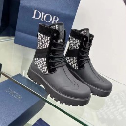 Женские комбинированные ботинки Christian Dior 2023 черные