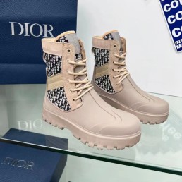Женские комбинированные ботинки Christian Dior 2023 бежевые