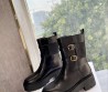 Женские кожаные ботинки Celine 2023 с пряжками черные