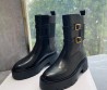 Женские кожаные ботинки Celine 2023 с пряжками черные