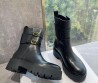 Женские кожаные ботинки Celine 2023 с пряжками черные