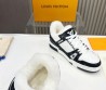 Мужские кожаные кроссовки на меху Louis Vuitton 2023 белые с черным