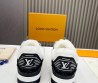Мужские кожаные кроссовки на меху Louis Vuitton 2023 белые с черным