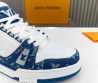 Мужские кожаные кроссовки на меху Louis Vuitton 2023 белые с синим