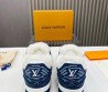 Мужские кожаные кроссовки на меху Louis Vuitton 2023 белые с синим